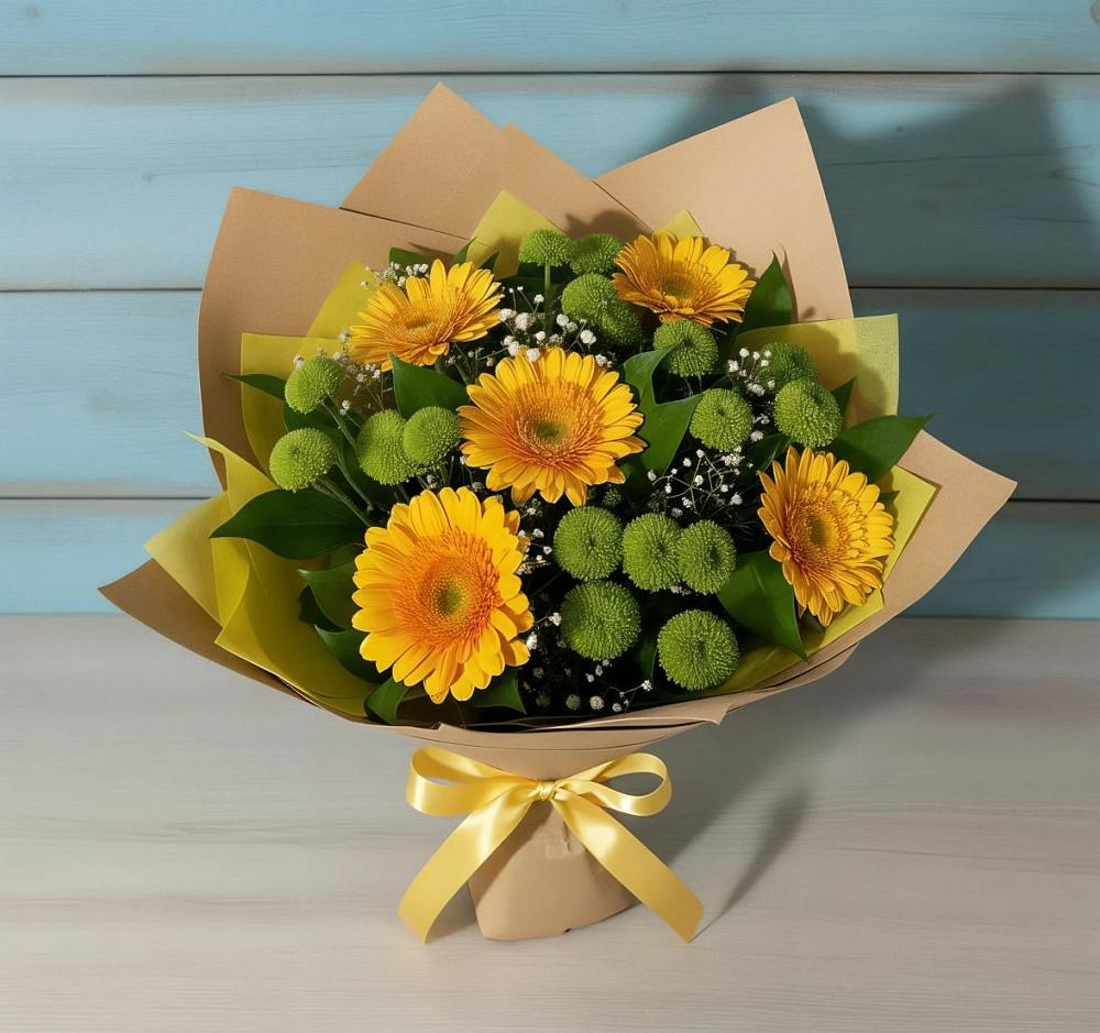 Букет цветов из: Герберы и Хризантемы в Красной горе