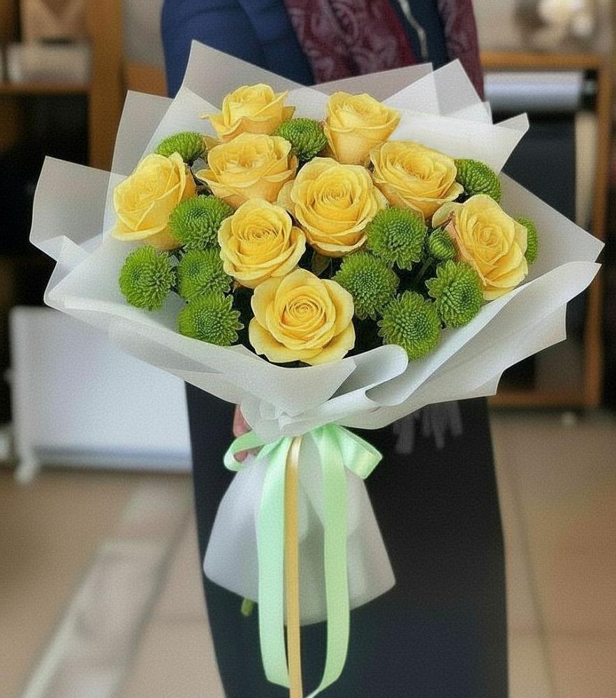 Букет цветов из: Хризантемы и Розы в Красной горе