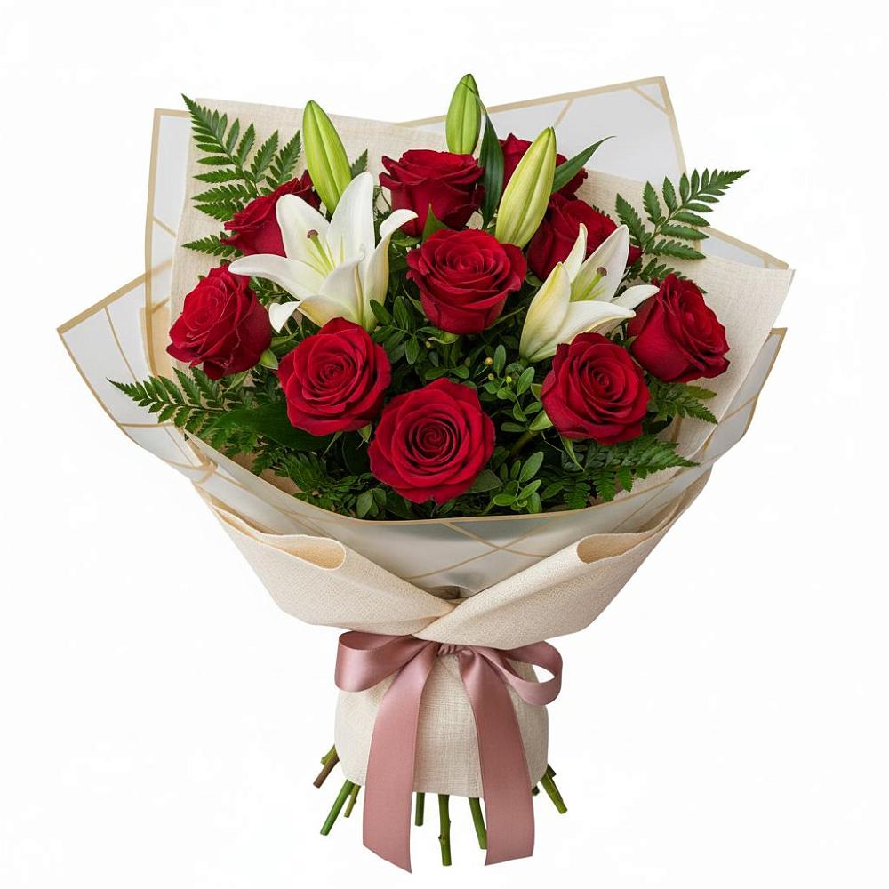 Букет цветов из: Лилии и Розы в Красной горе