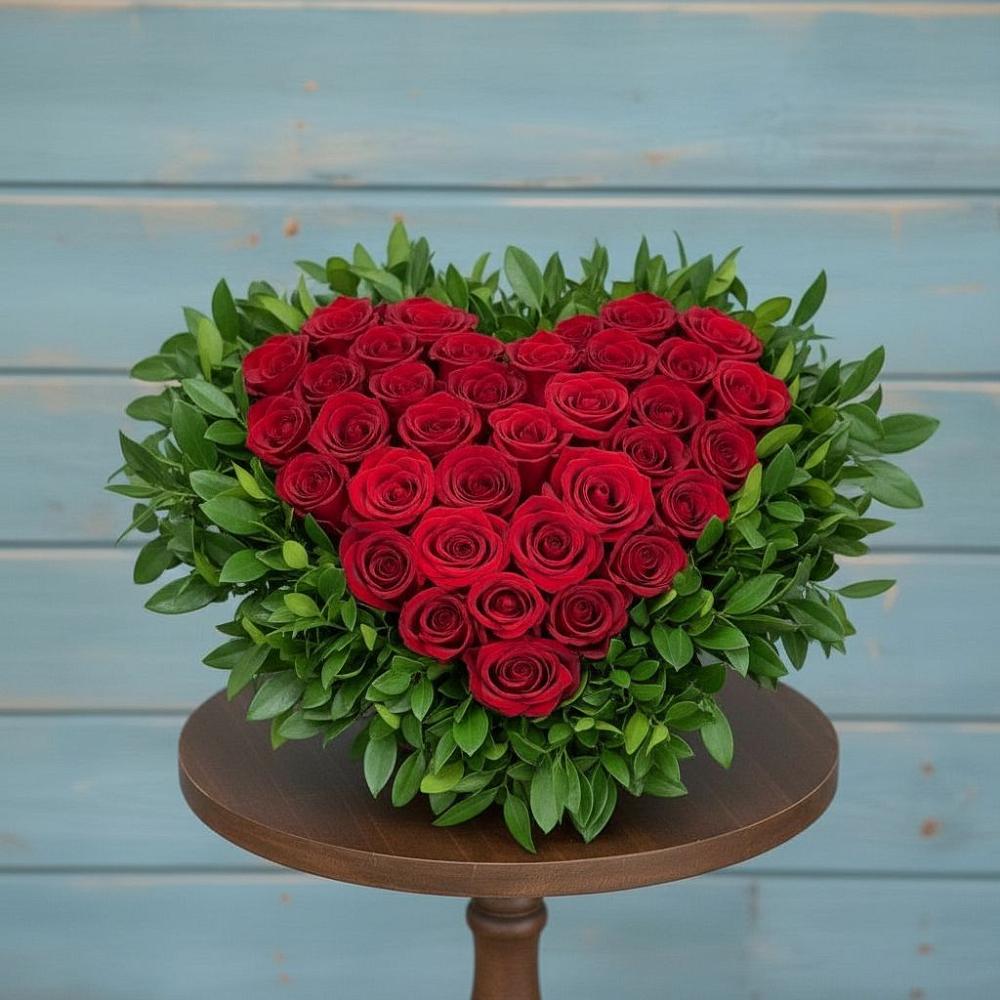 Цветочная композиция из Розы в виде сердца в Красной горе