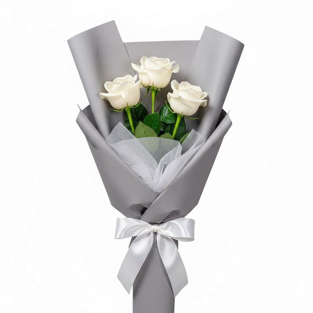 Букет 3 белые розы в Красной горе