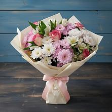 Букет цветов из:  Хризантемы, Альстромерии и Розы в Красной горе