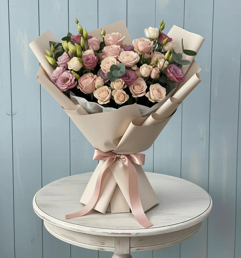 Букет цветов из: Розы и Лизиантусы в Красной горе