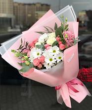 Букет цветов из:  Розы, Лизиантусы и Хризантемы в Красной горе