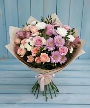 Букет цветов из:  Хризантемы, Розы и Альстромерии в Красной горе